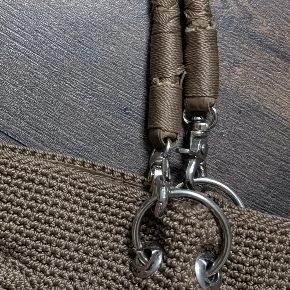 The Sak Tan‎ Textured Tote with Metallic Silver Handle Details